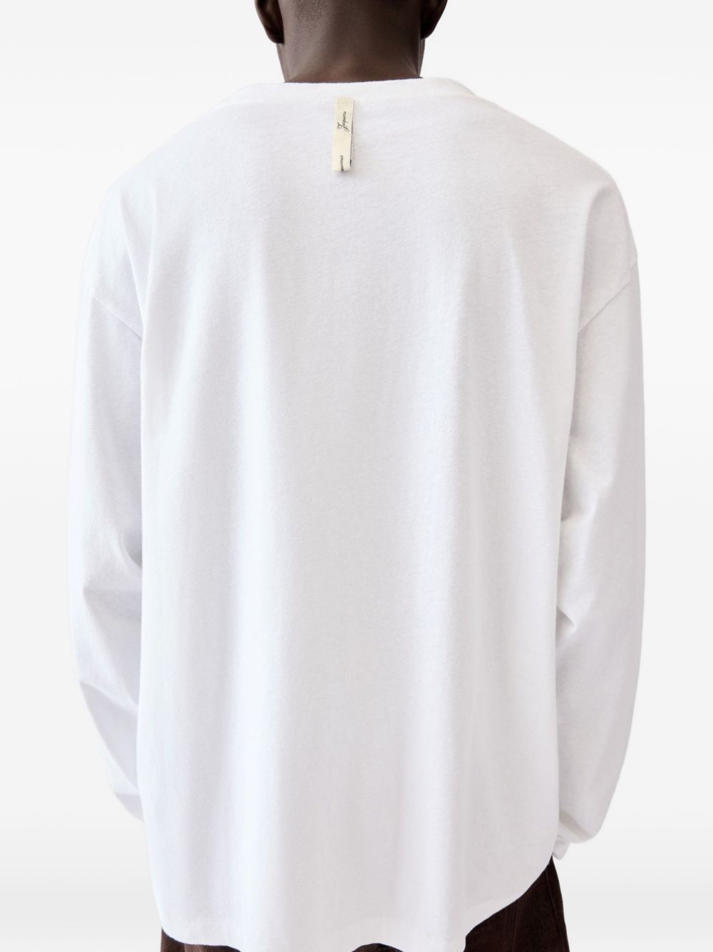 JACQUEMUS Maglia girocollo bianca a maniche lunghe con logo