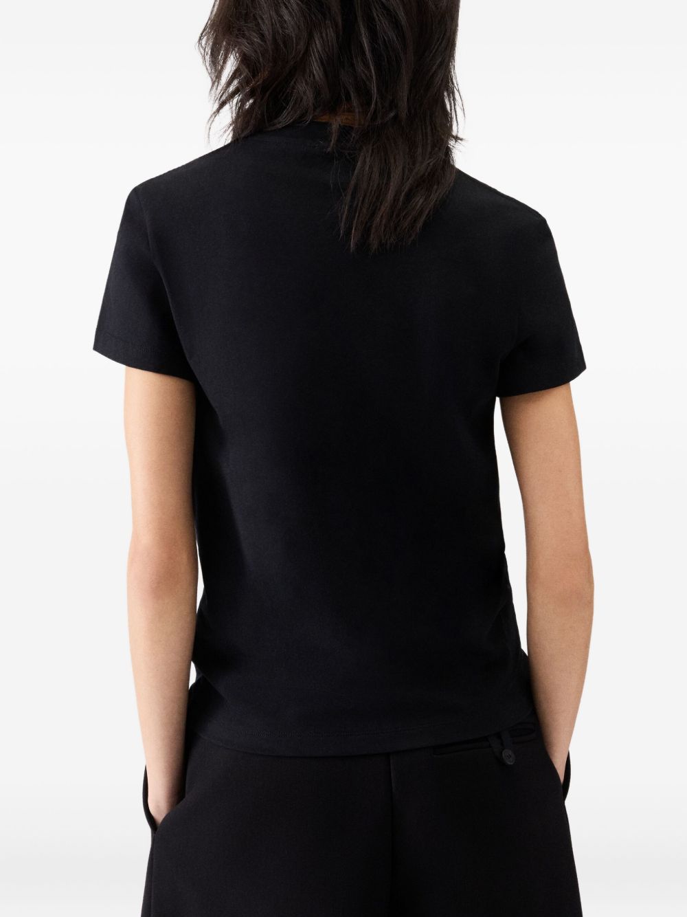 JACQUEMUS T-shirt nera in gros grain con logo