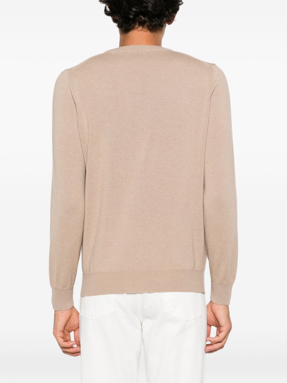KANGRA Maglia girocollo beige in lana misto cashmere beige