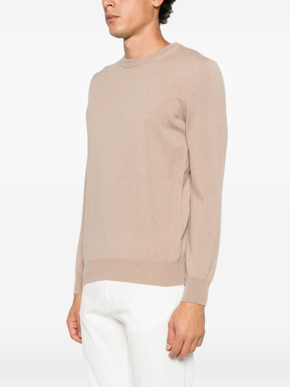 KANGRA Maglia girocollo beige in lana misto cashmere beige