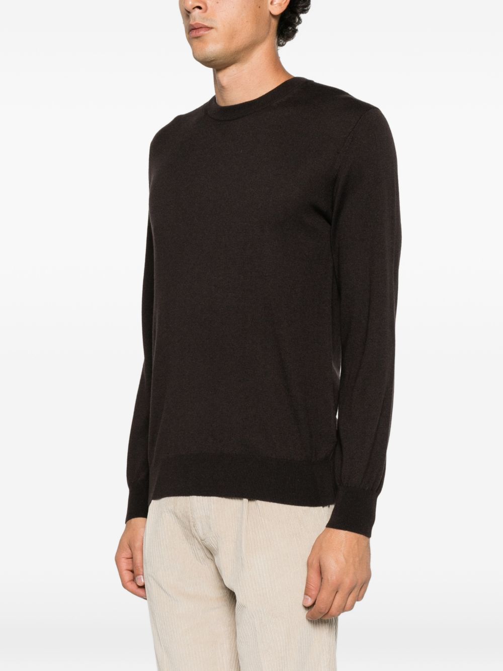 KANGRA Maglia girocollo nera in seta misto cashmere