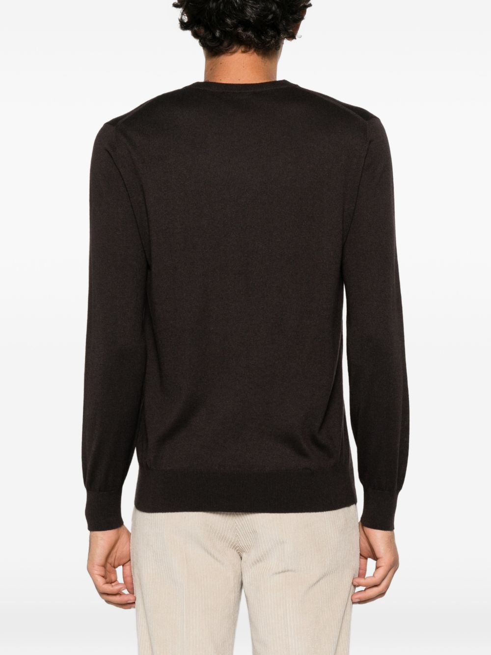 KANGRA Maglia girocollo nera in seta misto cashmere