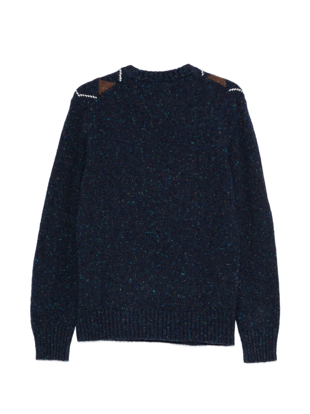 KANGRA Maglia blu girocollo in morbida lana con motivo a rombi