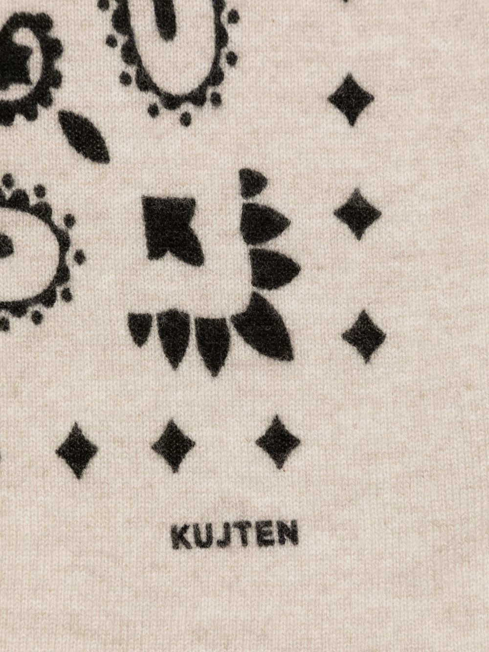 KUJTEN Sciarpa motivo bandana Hachiko in puro cashmere color Avoine