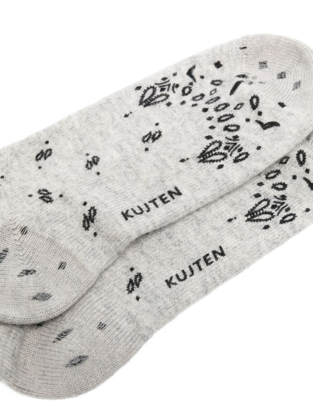 KUJTEN Calzini in cashmere grigi con stampa paisley