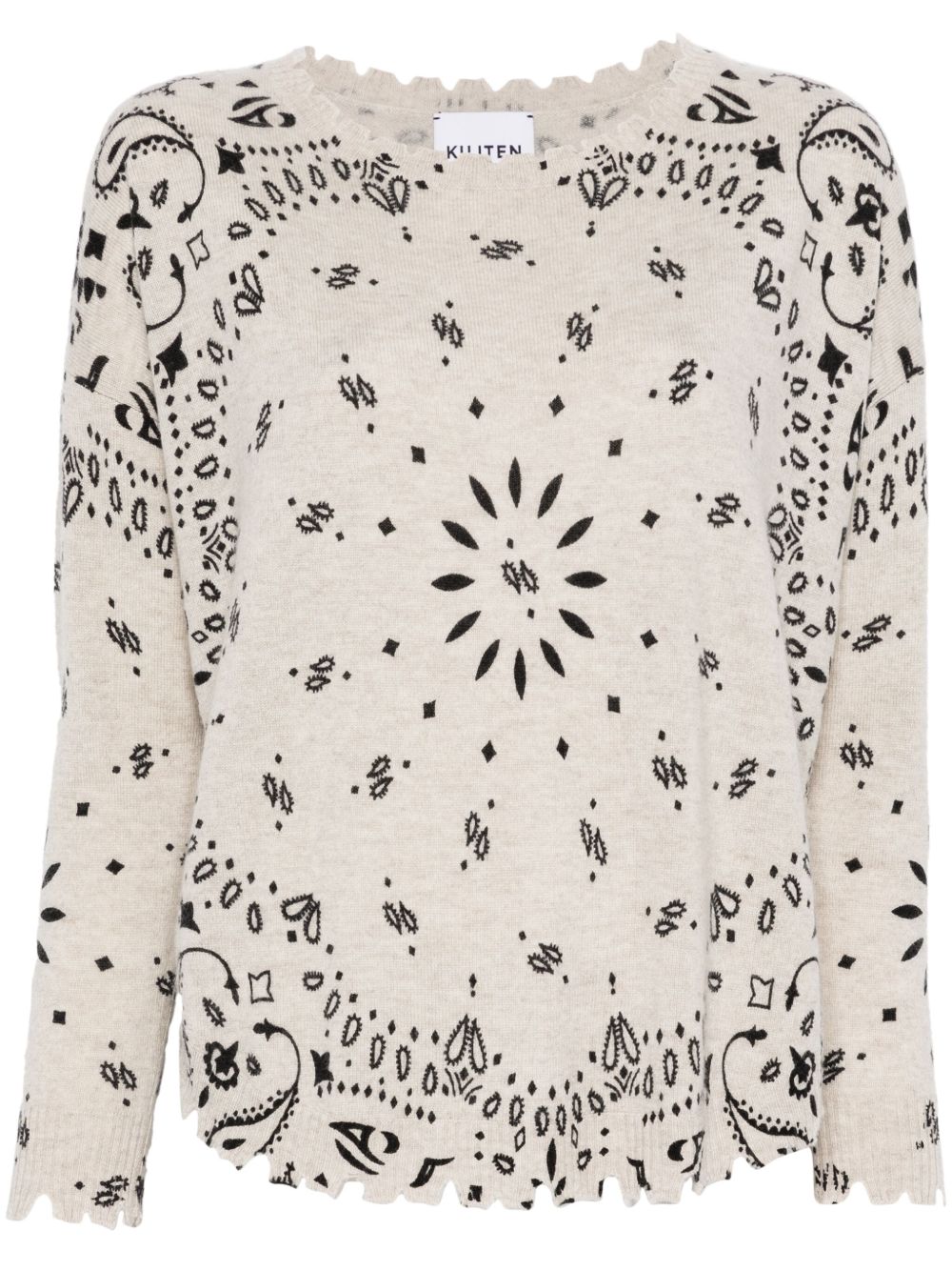 KUJTEN Maglia Mela Bandana in puro cashmere con stampa