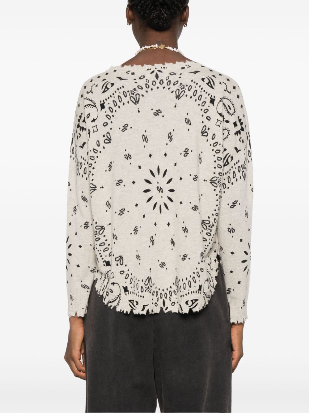 KUJTEN Maglia Mela Bandana in puro cashmere con stampa