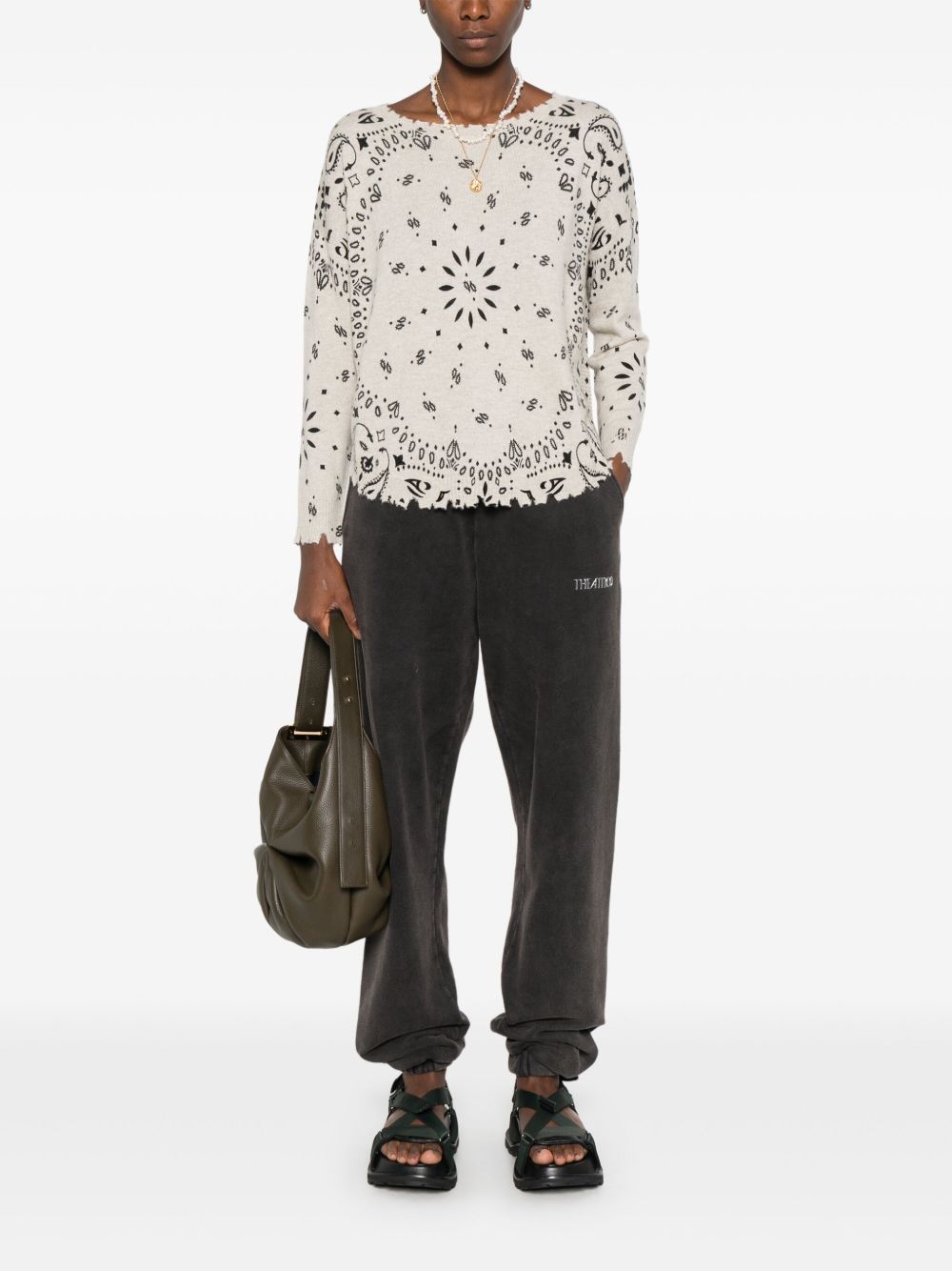 KUJTEN Maglia Mela Bandana in puro cashmere con stampa
