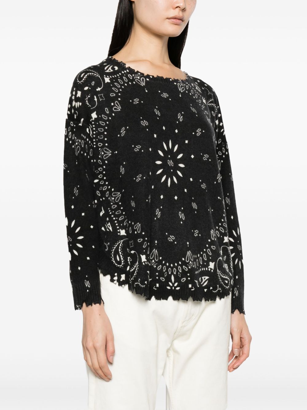 KUJTEN Maglia Mela Bandana in puro cashmere nero