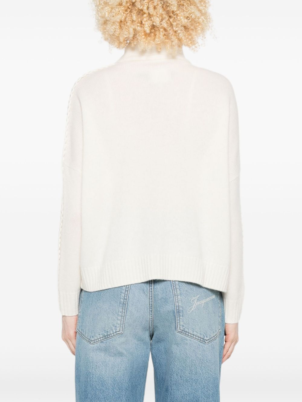 KUJTEN Maglia Thea in puro cashmere bianco con collo a camino