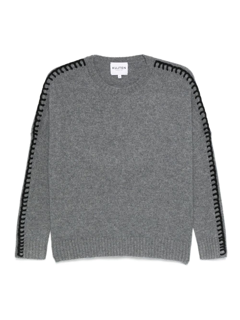 KUJTEN Maglia Amea oversize in puro cashmere color Flanelle Noir