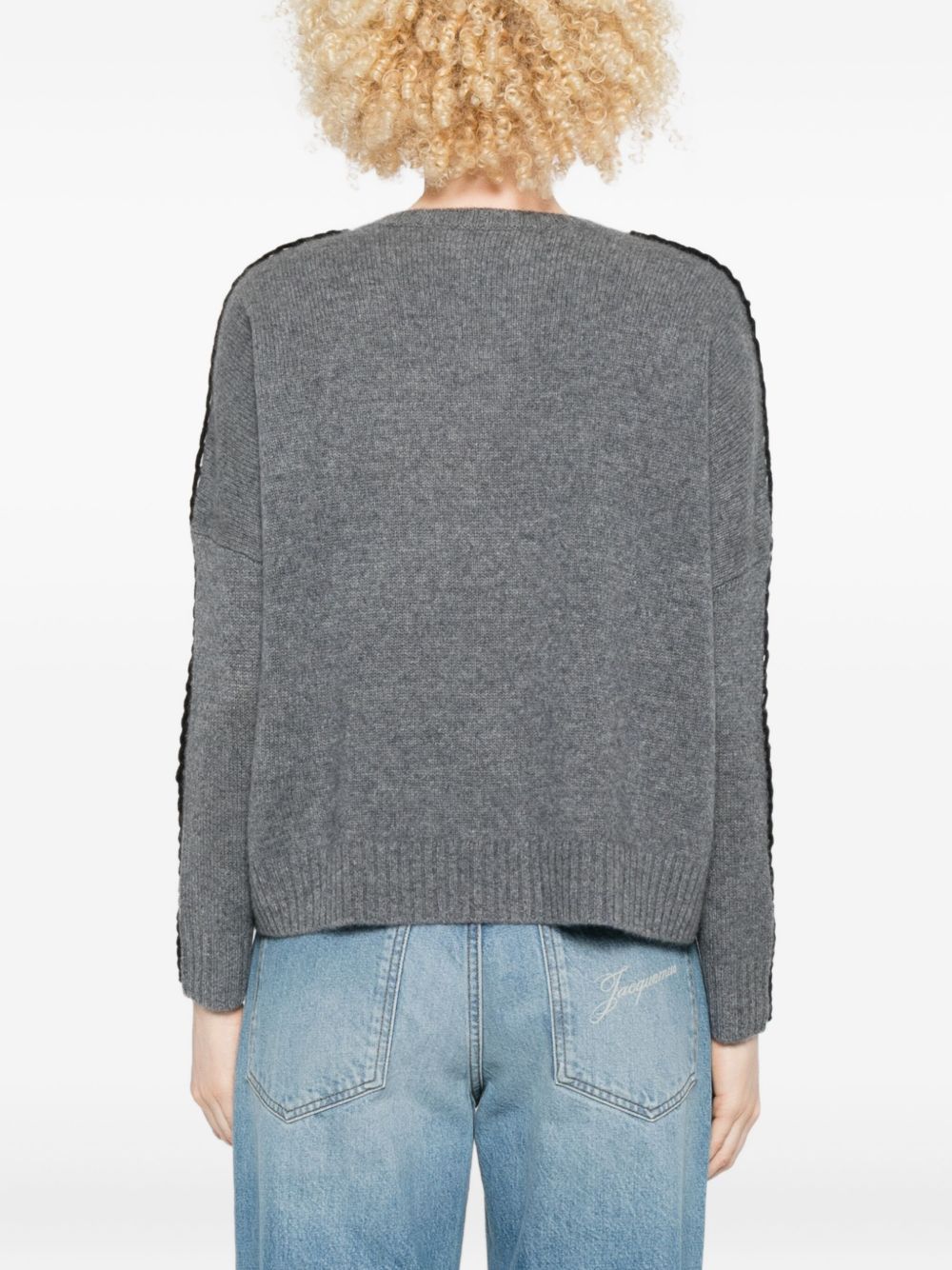 KUJTEN Maglia Amea oversize in puro cashmere color Flanelle Noir