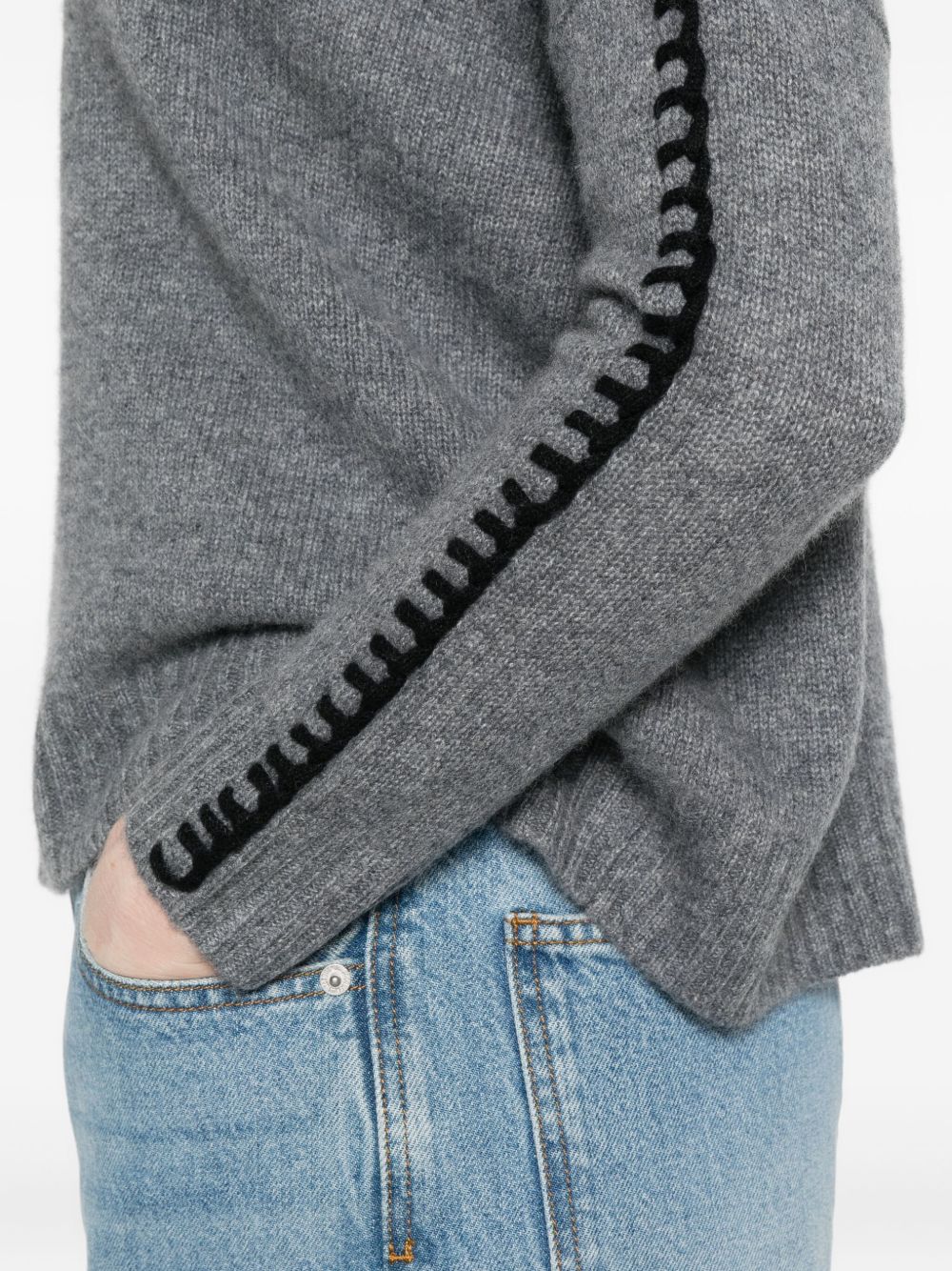 KUJTEN Maglia Amea oversize in puro cashmere color Flanelle Noir
