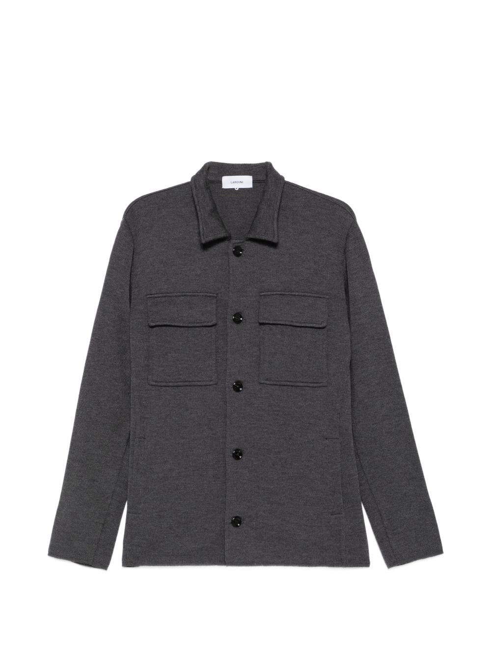 LARDINI Cardigan grigio in lana con tasche sul petto