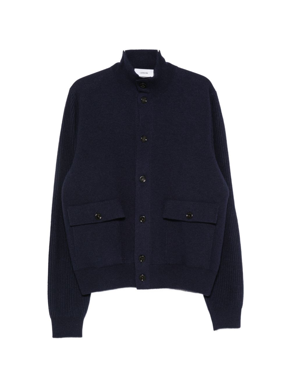 LARDINI Giacca bomber blu in lana con tasche frontali