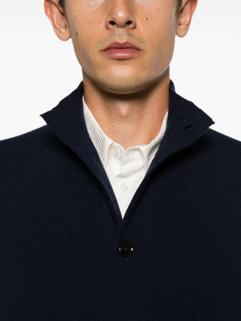 LARDINI Giacca bomber blu in lana con tasche frontali