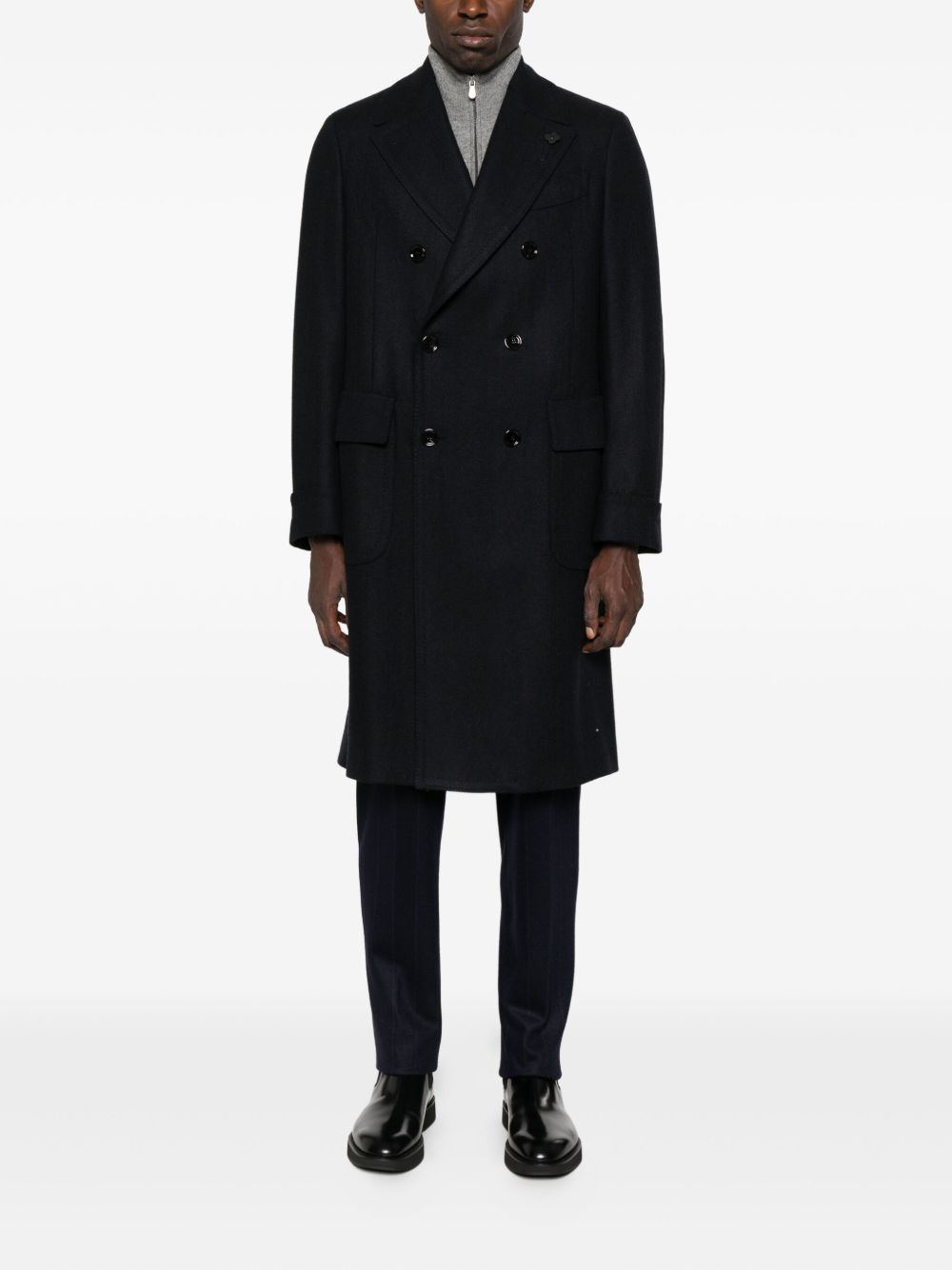 LARDINI Cappotto doppiopetto blu in lana
