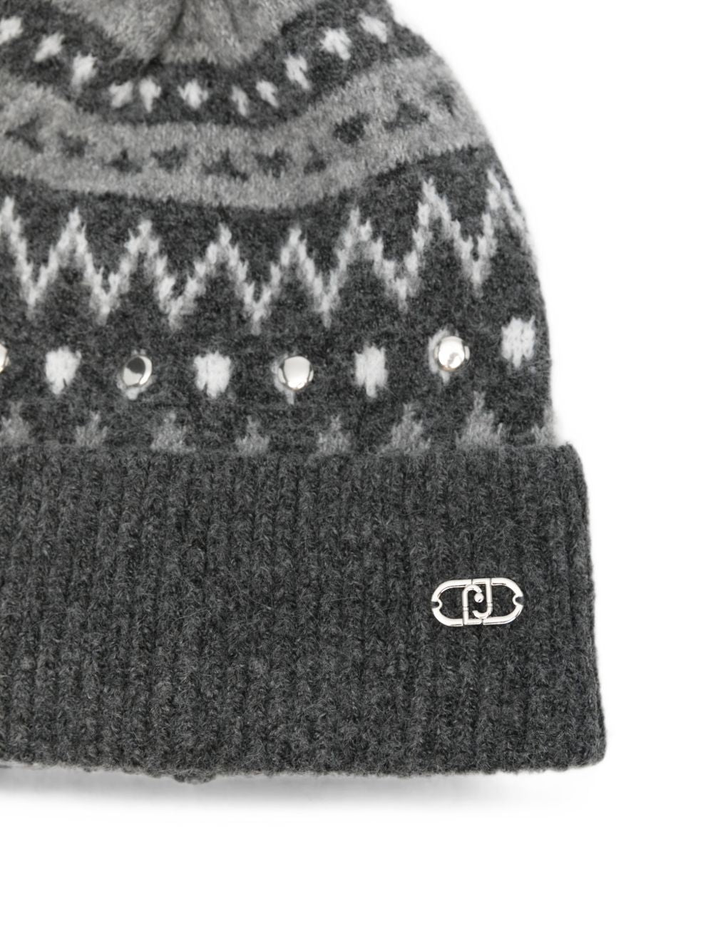 LIUJO Cappello grigio con pom-pom