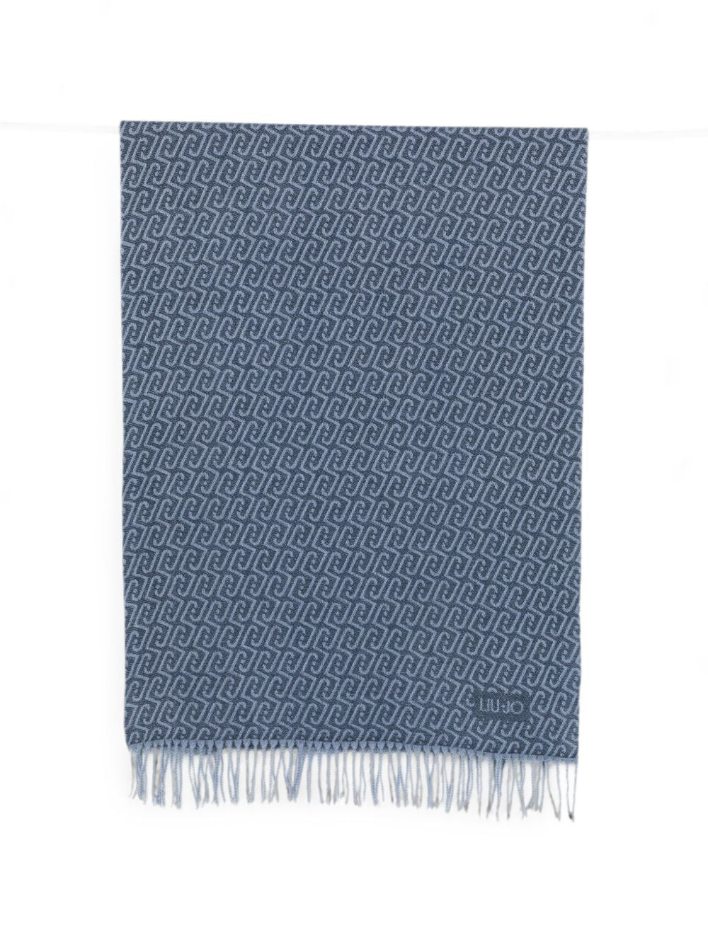 LIUJO Sciarpa blu con logo all-over e frange