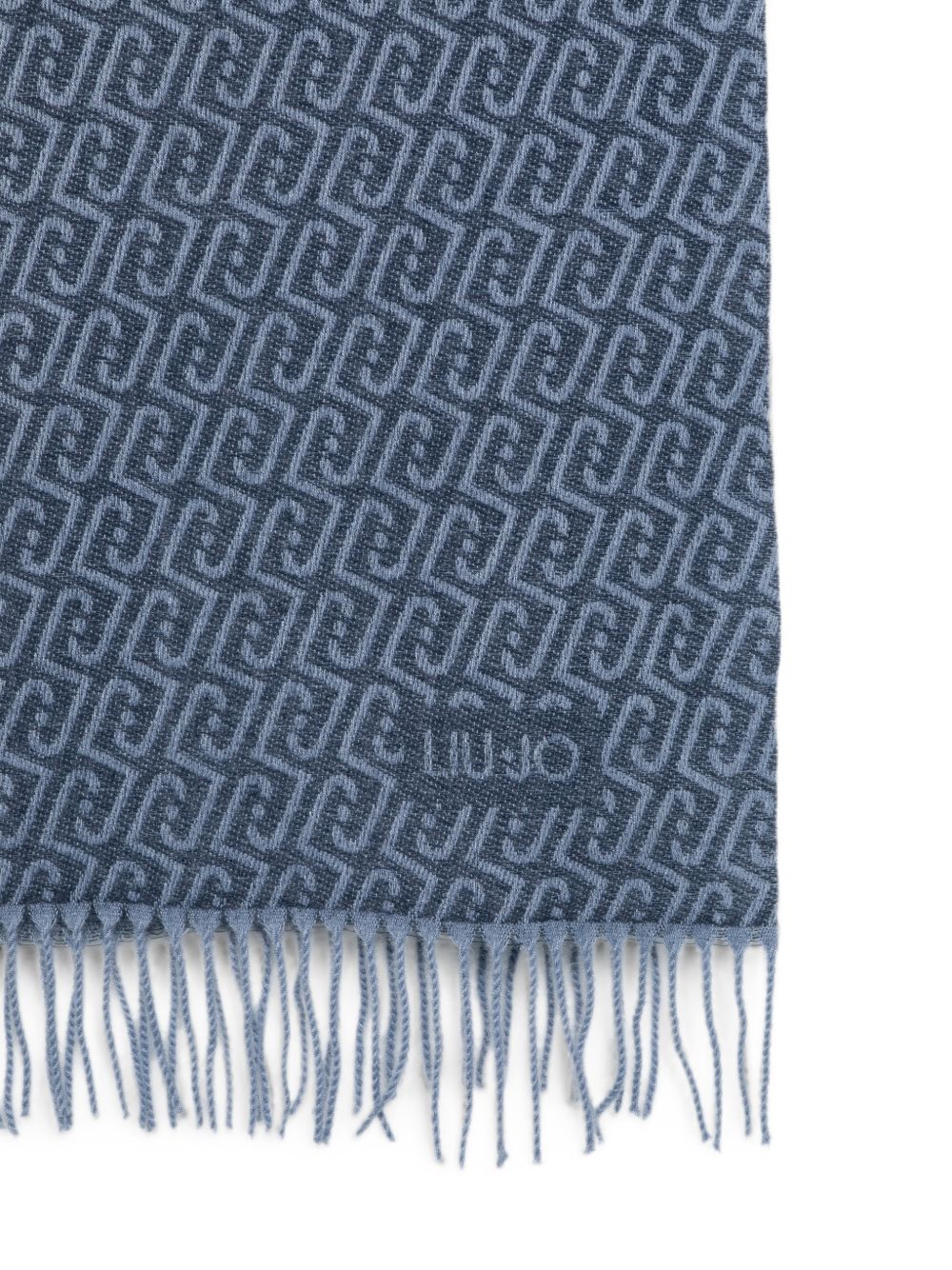 LIUJO Sciarpa blu con logo all-over e frange