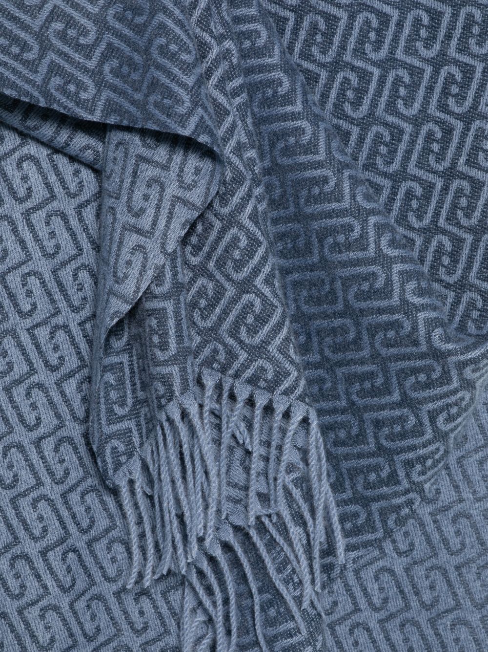 LIUJO Sciarpa blu con logo all-over e frange