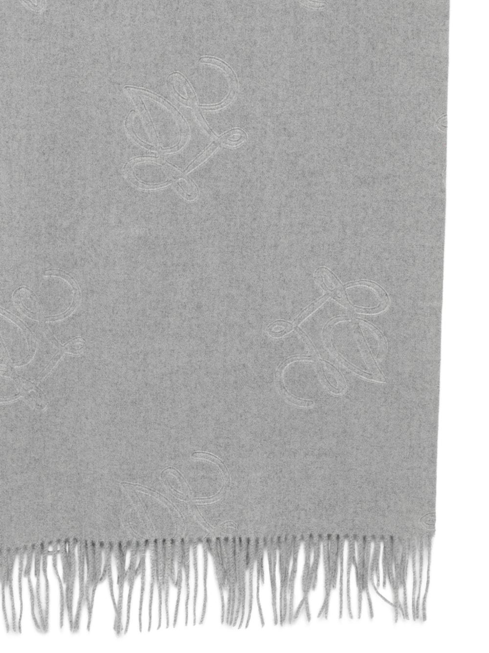 LIUJO Sciarpa grigio chiaro con frange e logo all-over