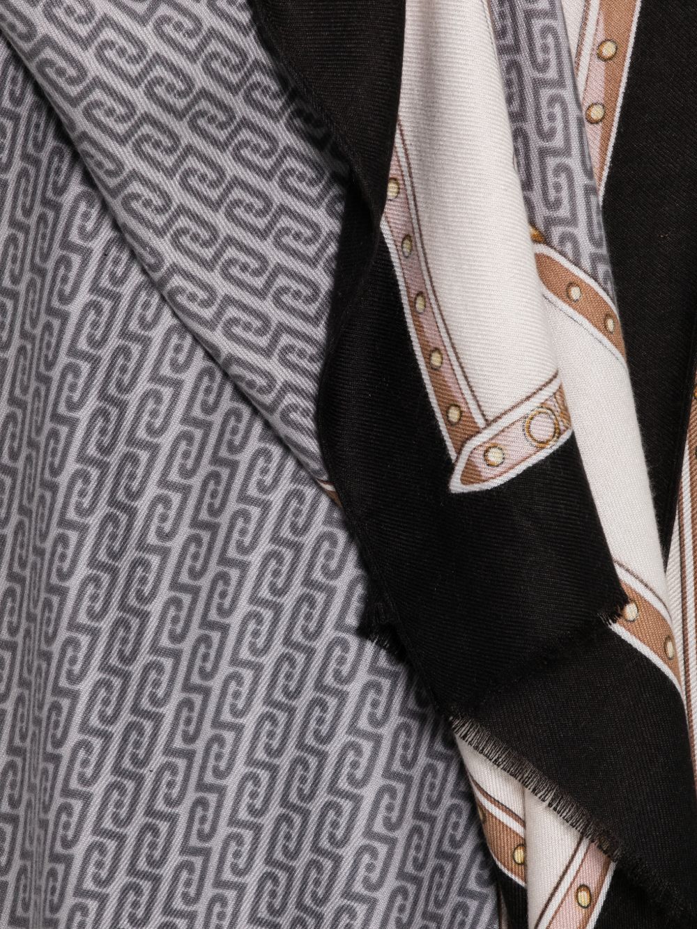 LIUJO Sciarpa leggera rosa e nera con logo all-over
