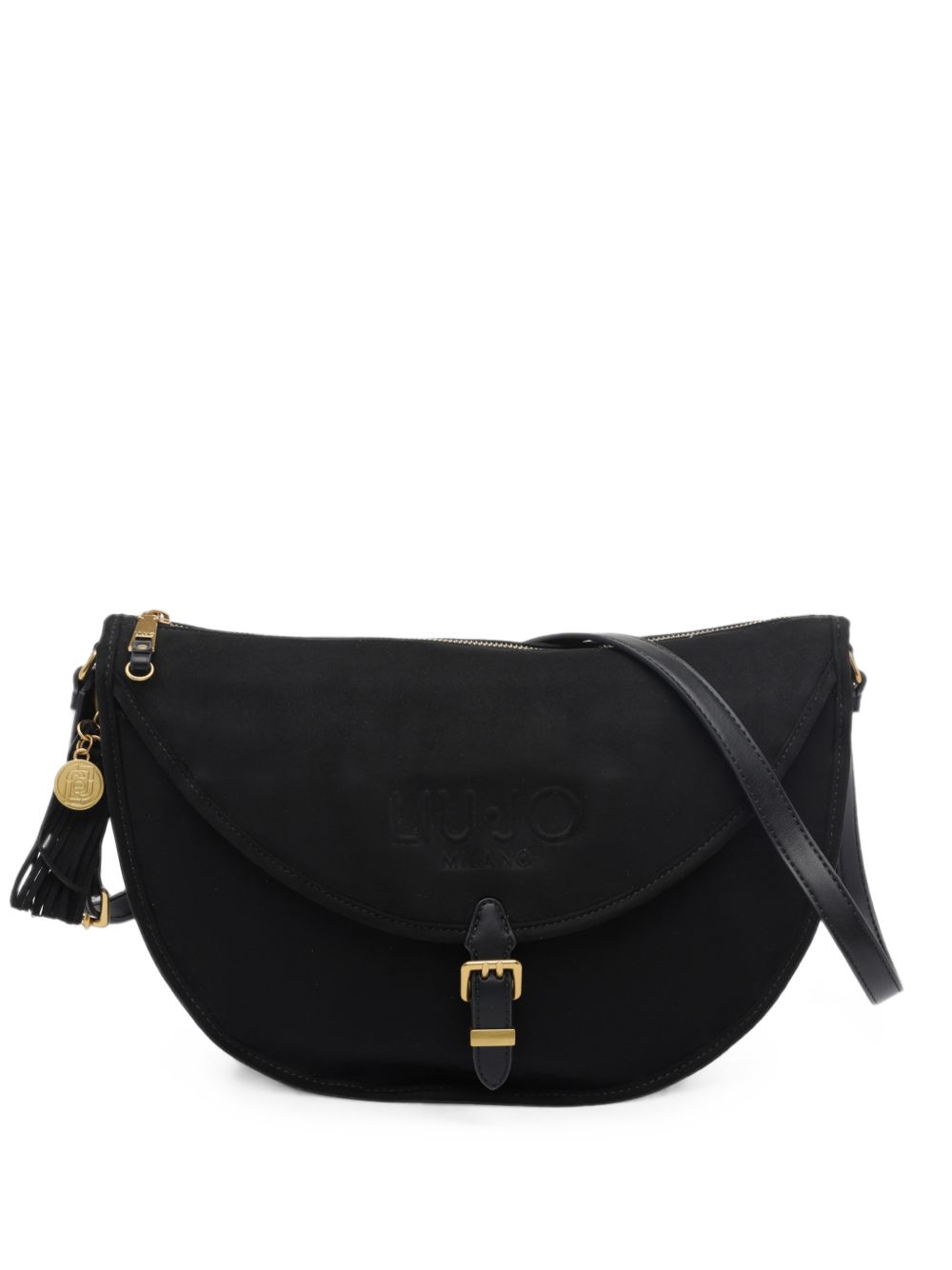 LIUJO Borsa a semiluna in suede nero
