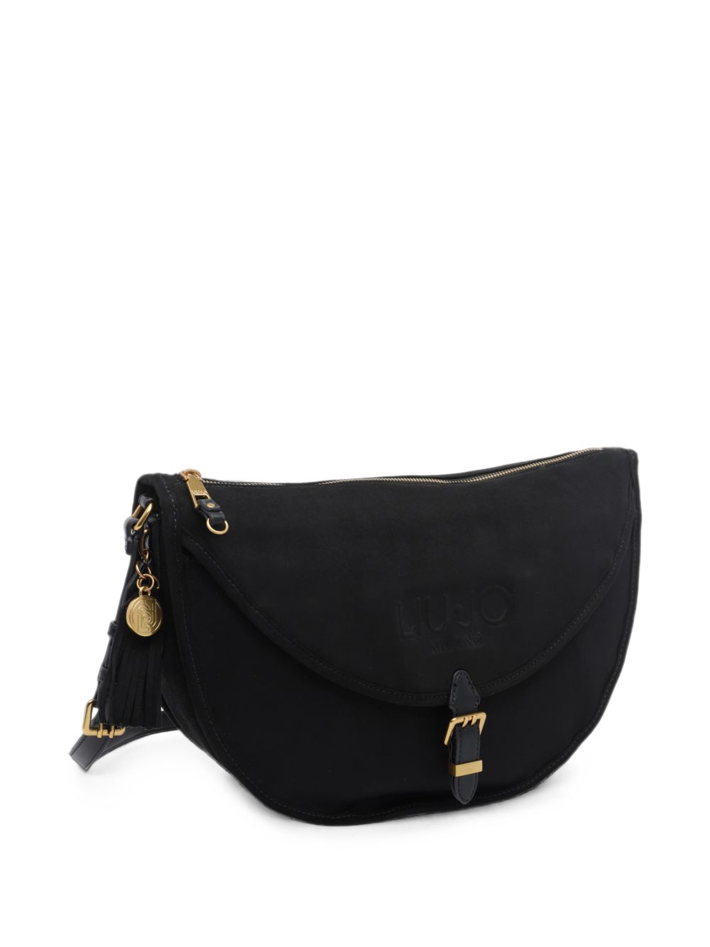 LIUJO Borsa a semiluna in suede nero