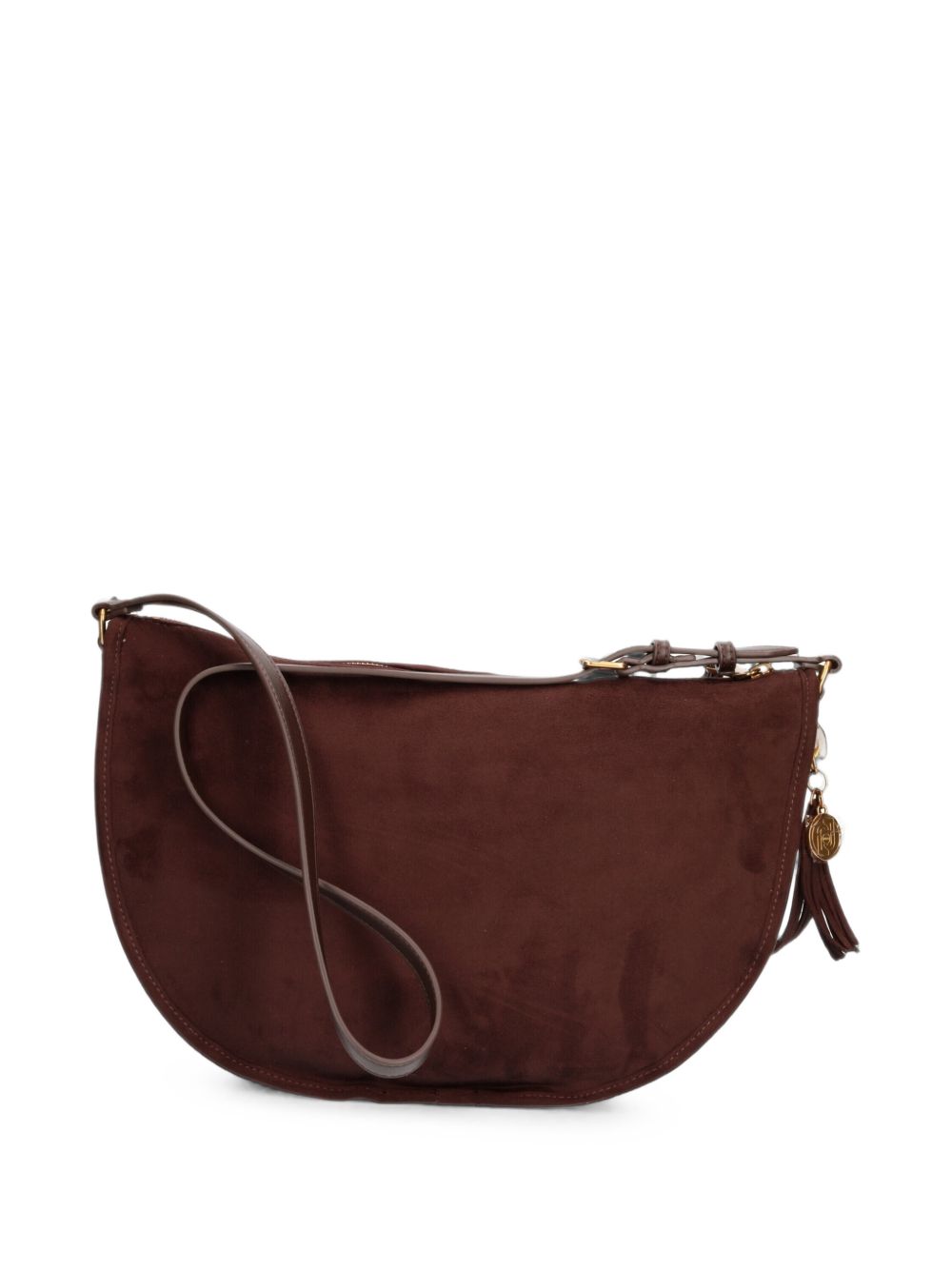LIUJO Borsa a semiluna in suede marrone