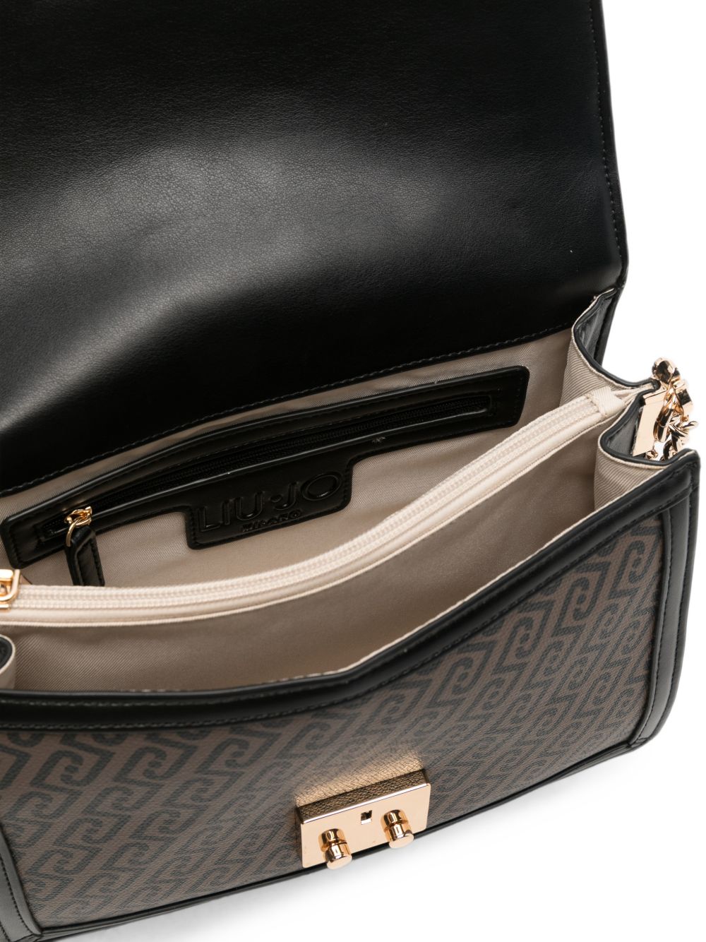 LIUJO Borsa a tracolla marrone con logo all-over