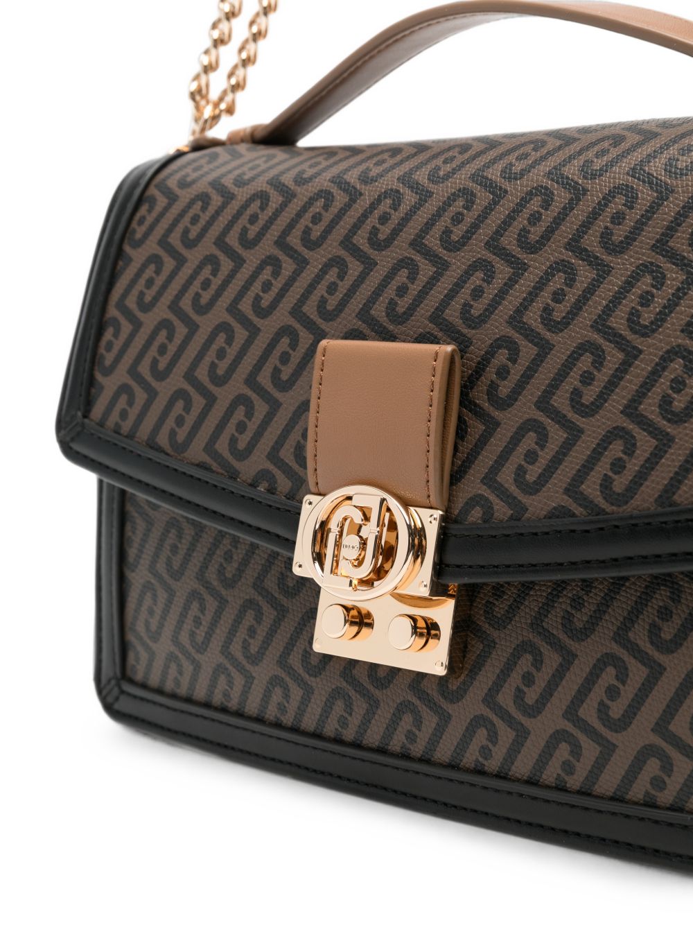 LIUJO Borsa a tracolla marrone con logo all-over