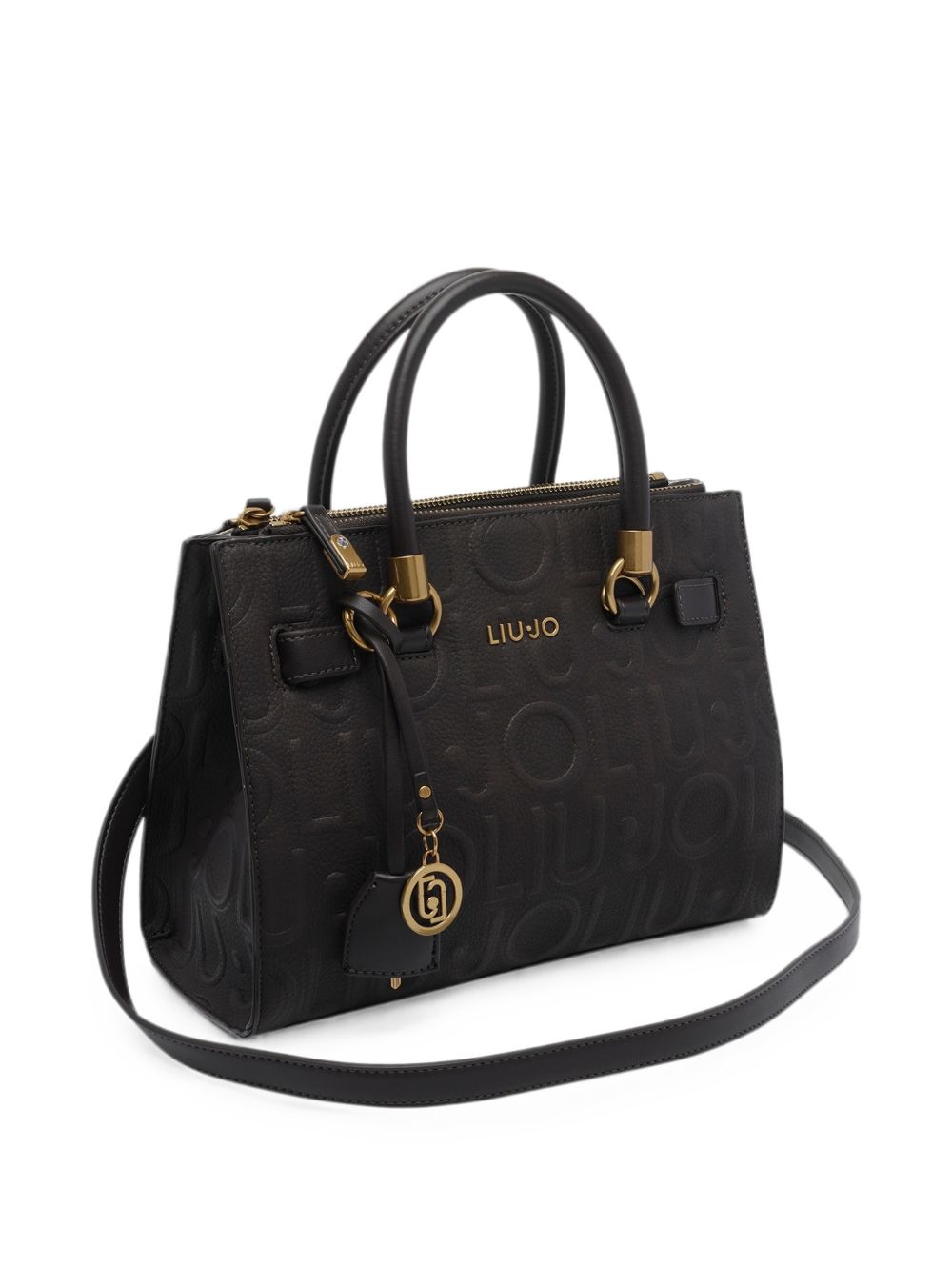 LIUJO Borsa tote a mano marrone in ecopelle con logo Love in rilievo