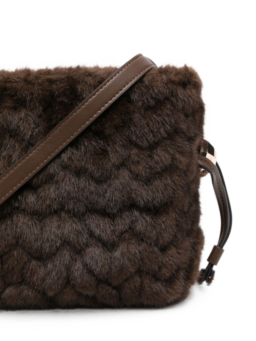 LIUJO Borsa a spalla in ecopelliccia marrone