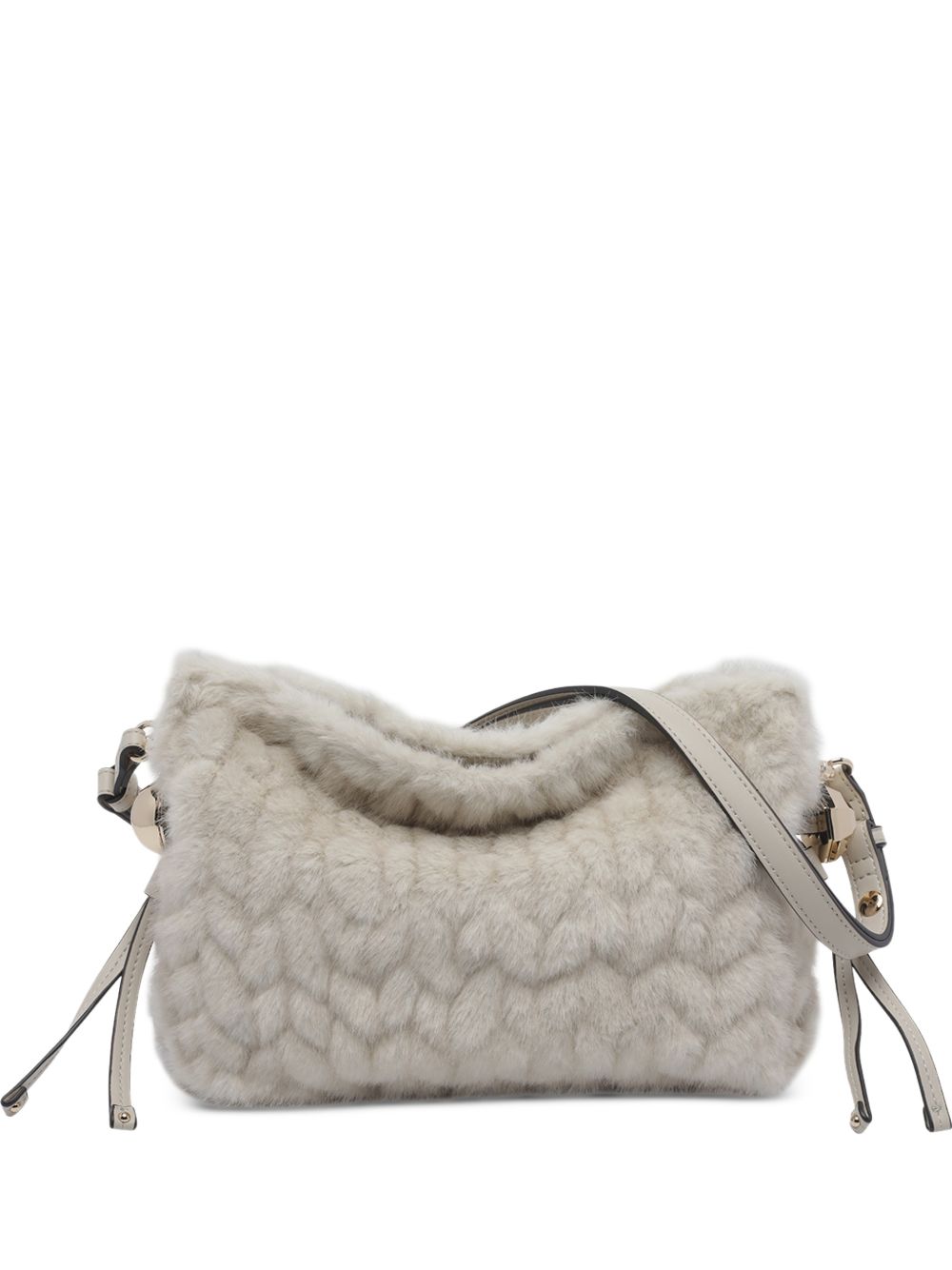 LIUJO Borsa a spalla in ecopelliccia color crema