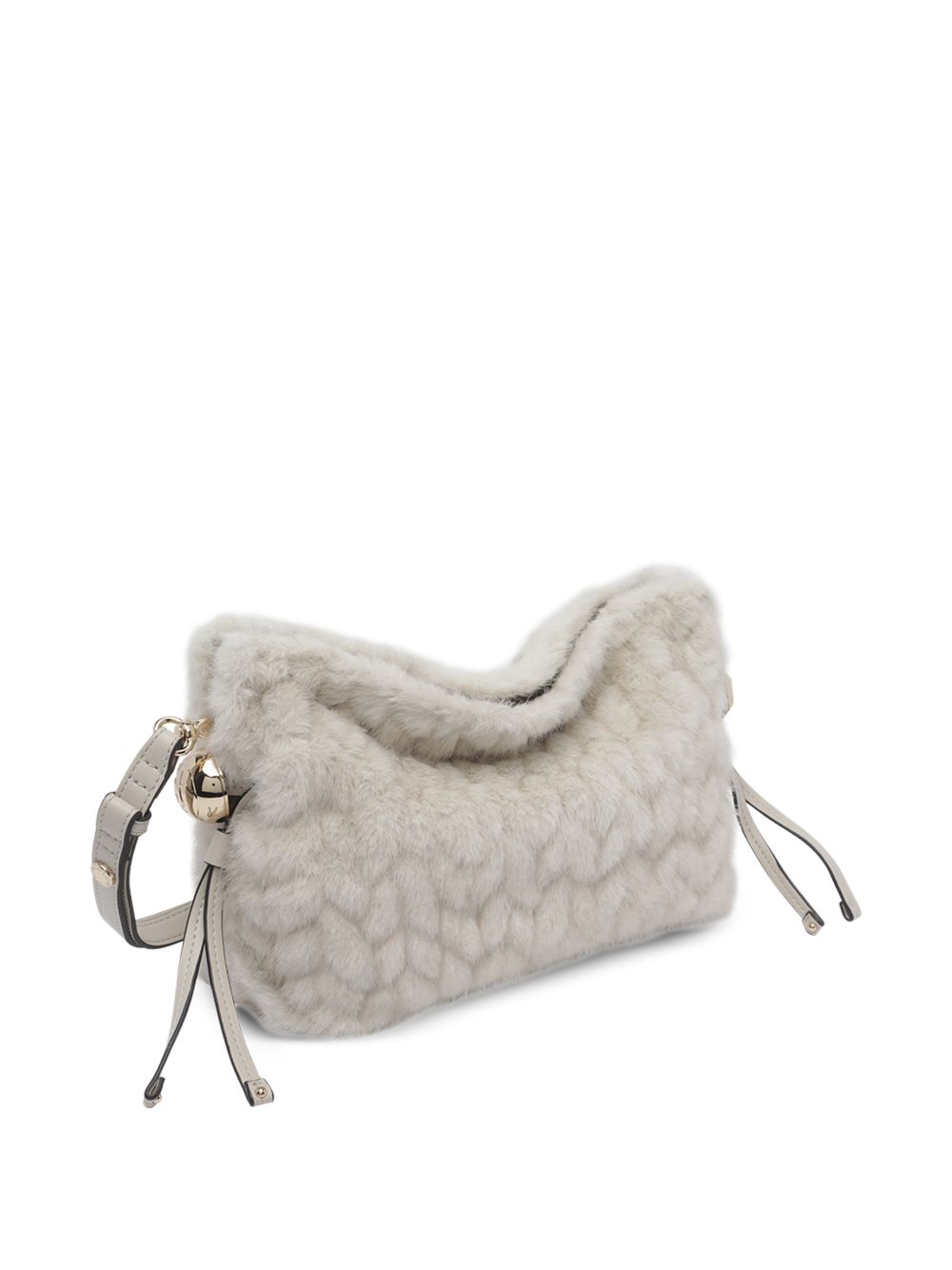 LIUJO Borsa a spalla in ecopelliccia color crema