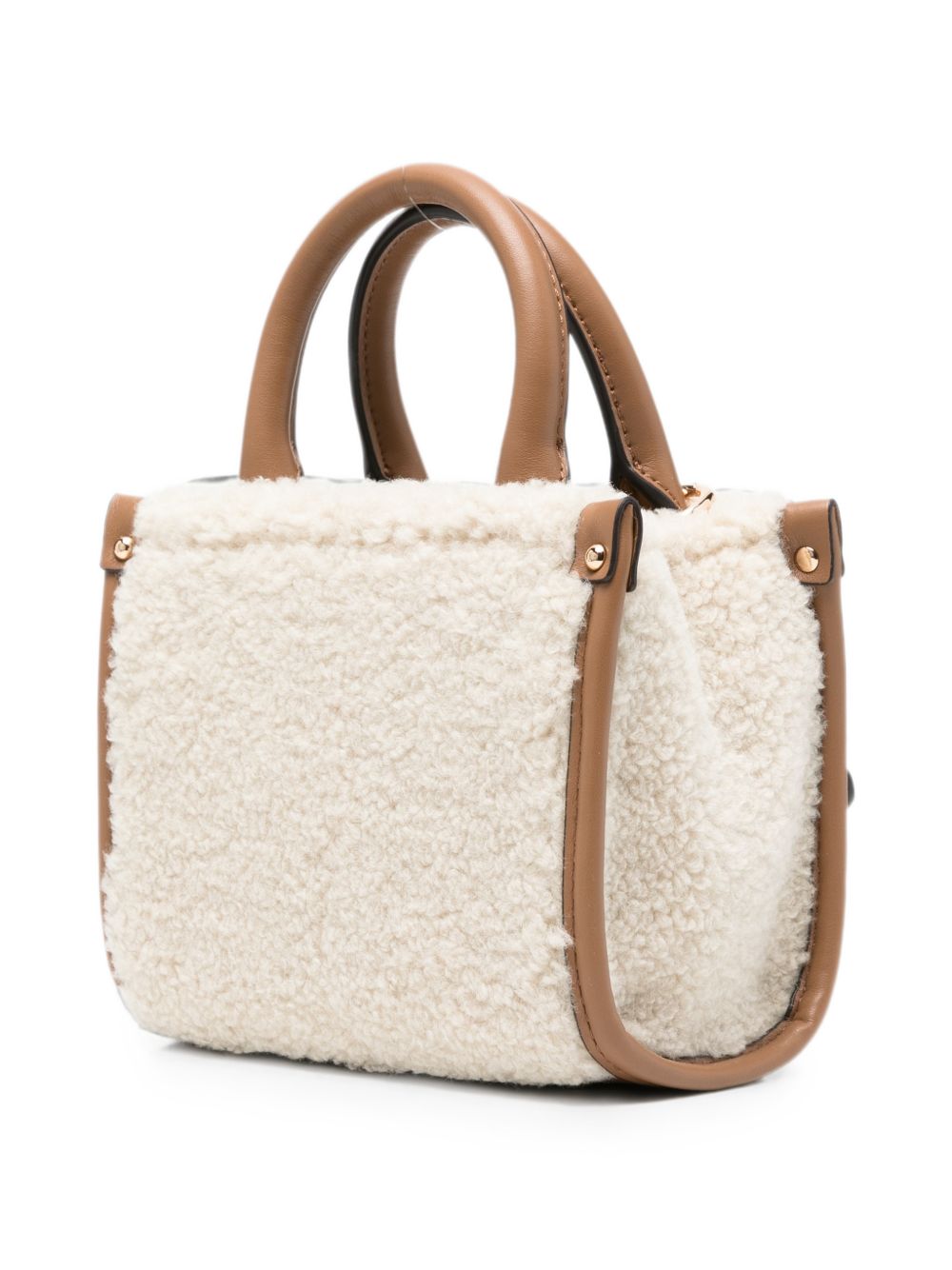 LIUJO Borsa tote a mano in simil-pelle con fur color crema e charm