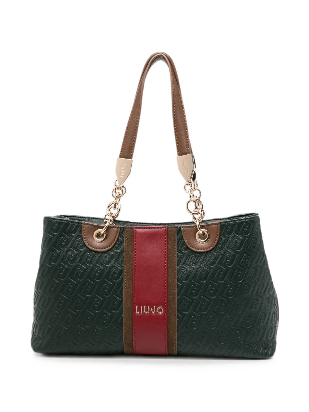 LIUJO Borsa verde in simil-pelle con tracolla e logo