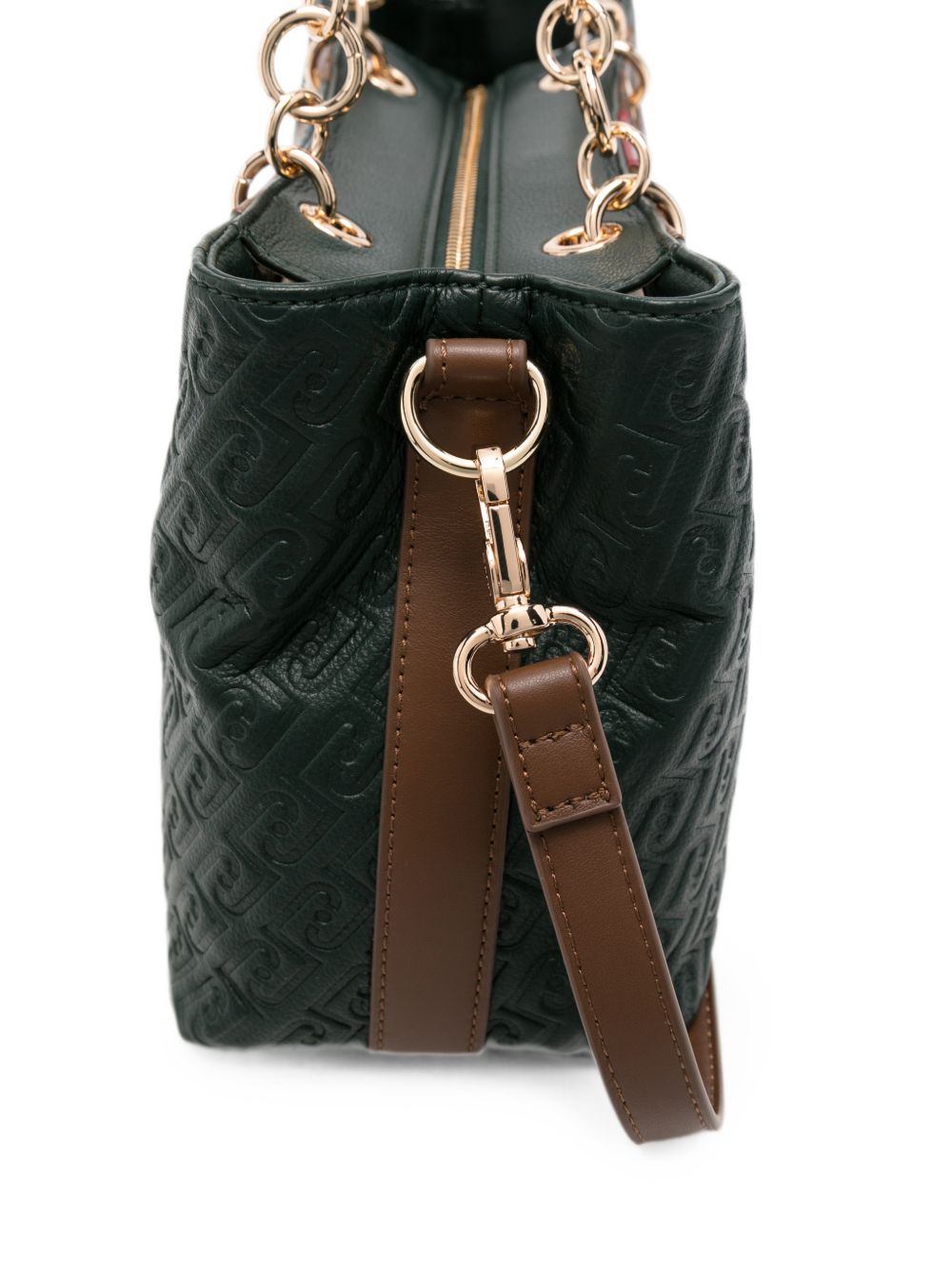 LIUJO Borsa verde in simil-pelle con tracolla e logo