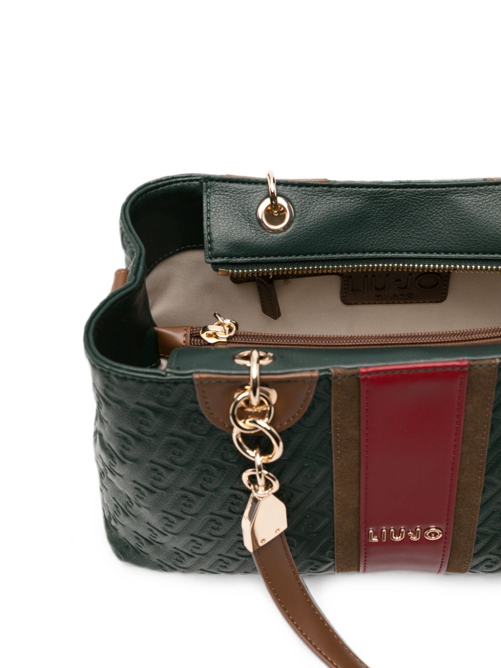LIUJO Borsa verde in simil-pelle con tracolla e logo