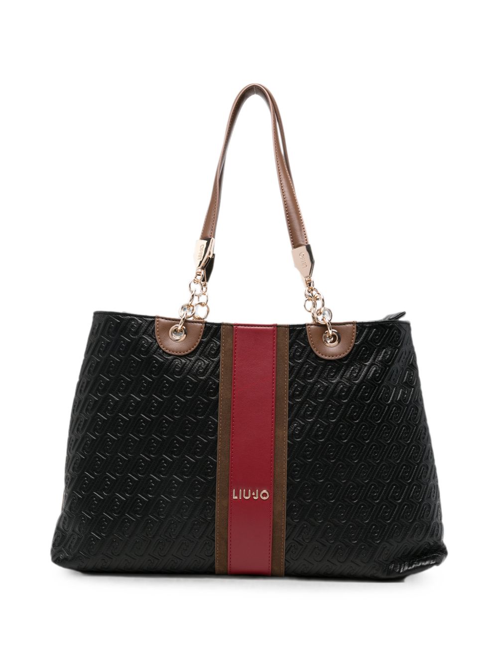 LIUJO Borsa nera in simil-pelle con logo impresso all-over