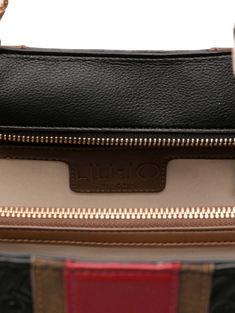 LIUJO Borsa nera in simil-pelle con logo impresso all-over