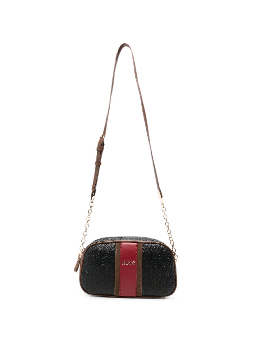 LIUJO Mini borsa tote a mano nera con logo impresso all-over
