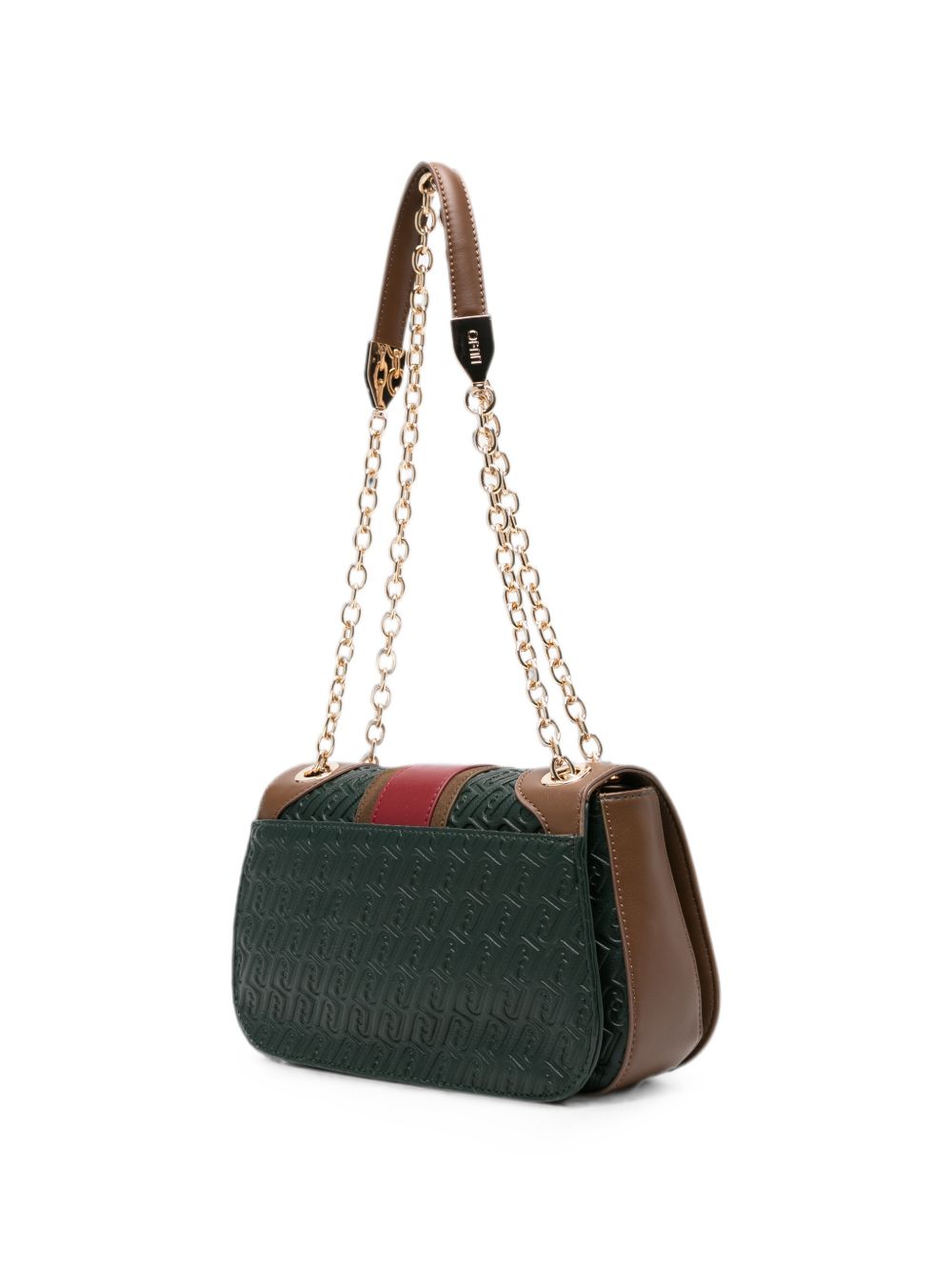 LIUJO Borsa a tracolla verde in simil-pelle con rifiniture marroni e rosse