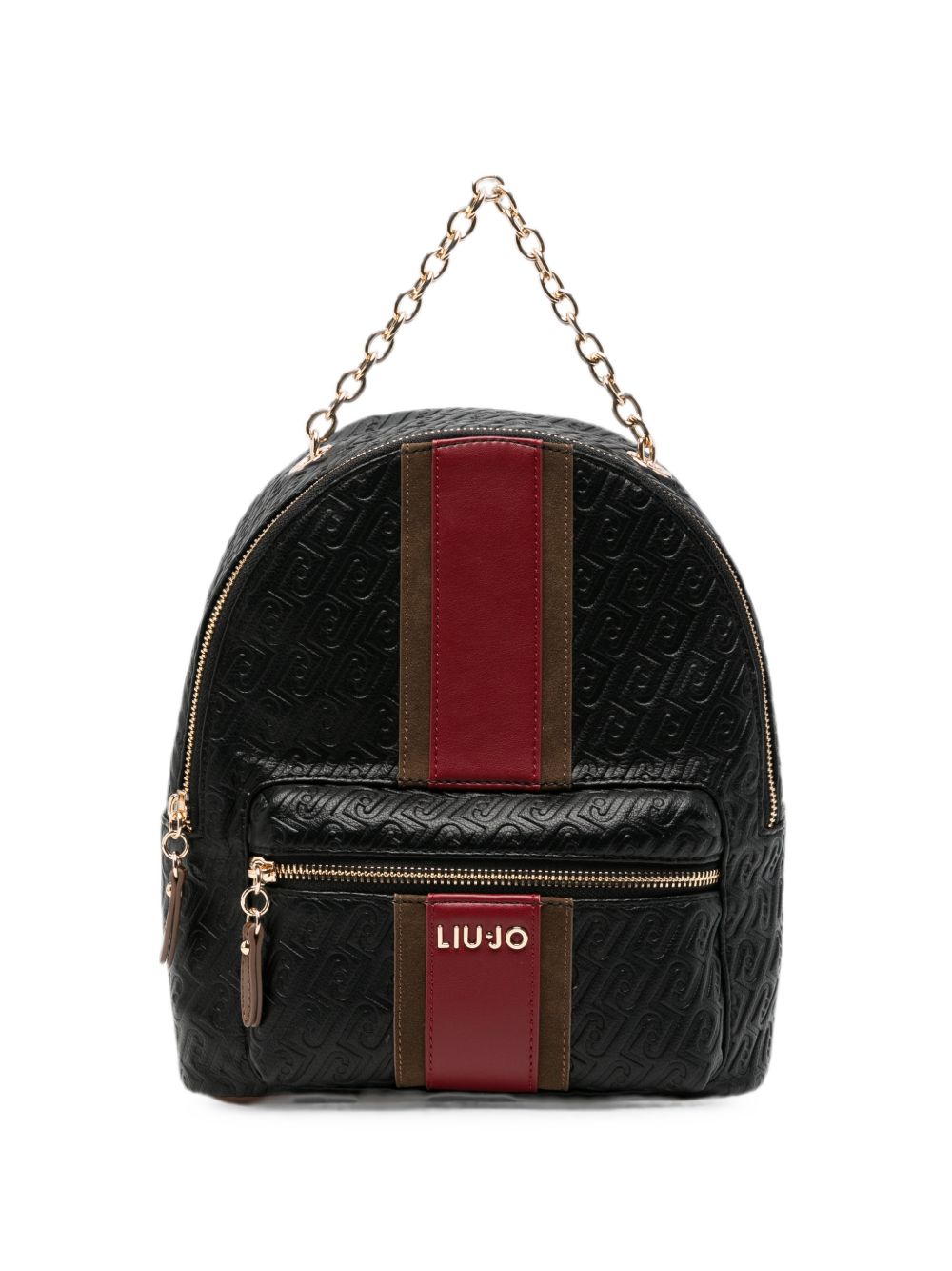 LIUJO Zainetto nero in simil-pelle con logo impresso all-over e dettaglio rosso