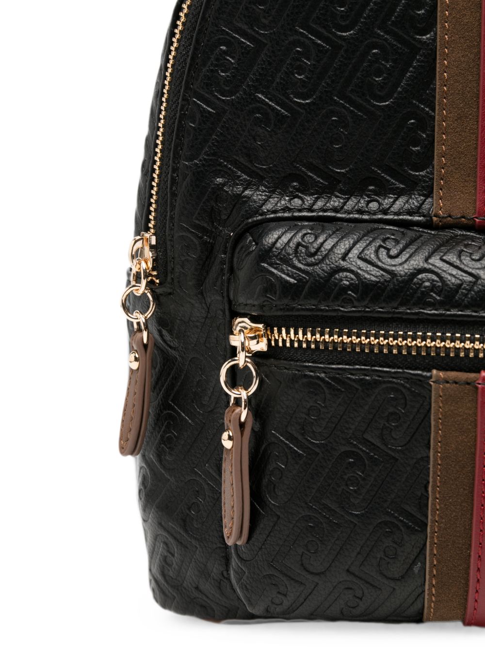 LIUJO Zainetto nero in simil-pelle con logo impresso all-over e dettaglio rosso