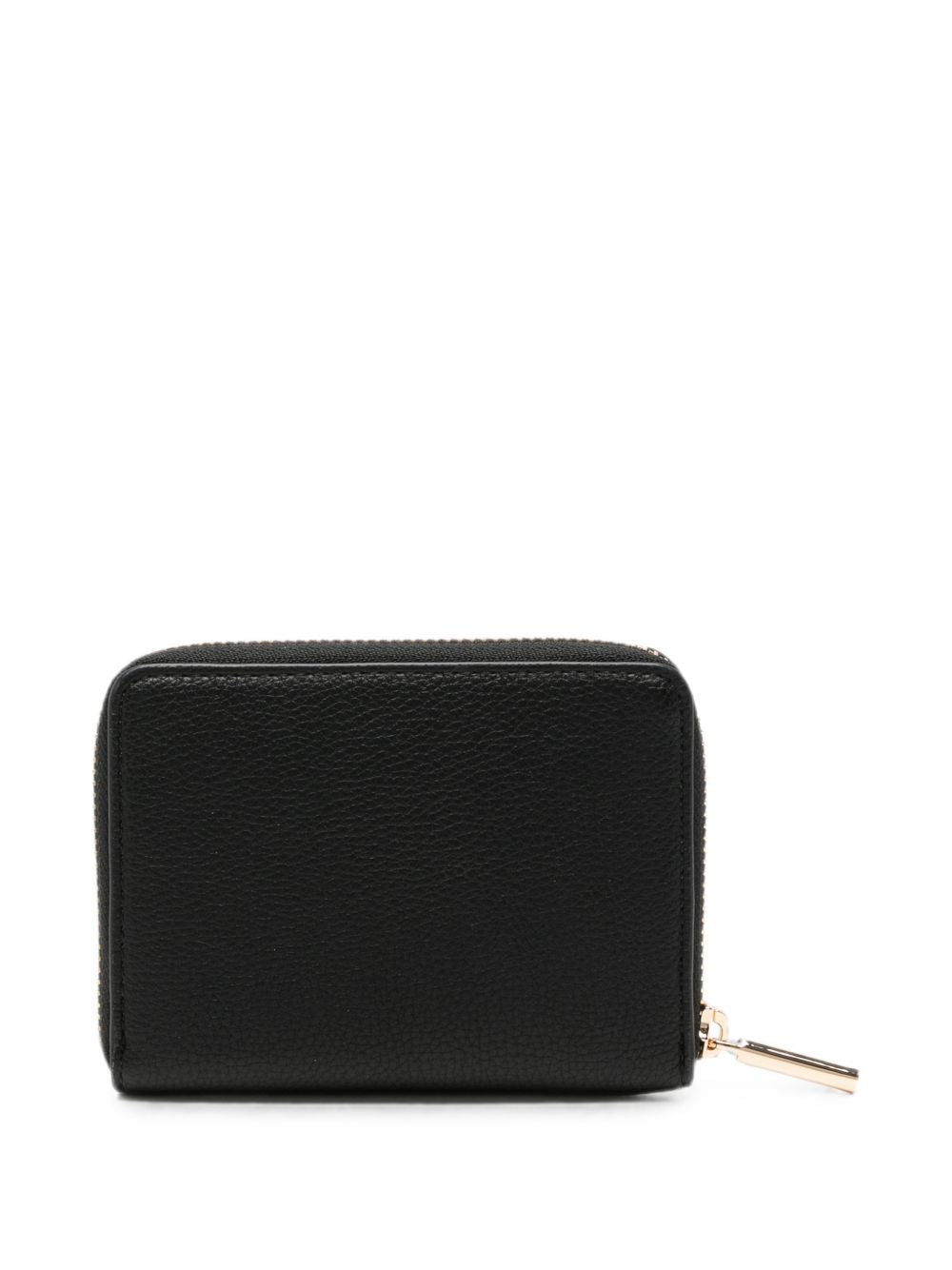 LIUJO Portafoglio nero in ecopelle con zip e placca logo dorata