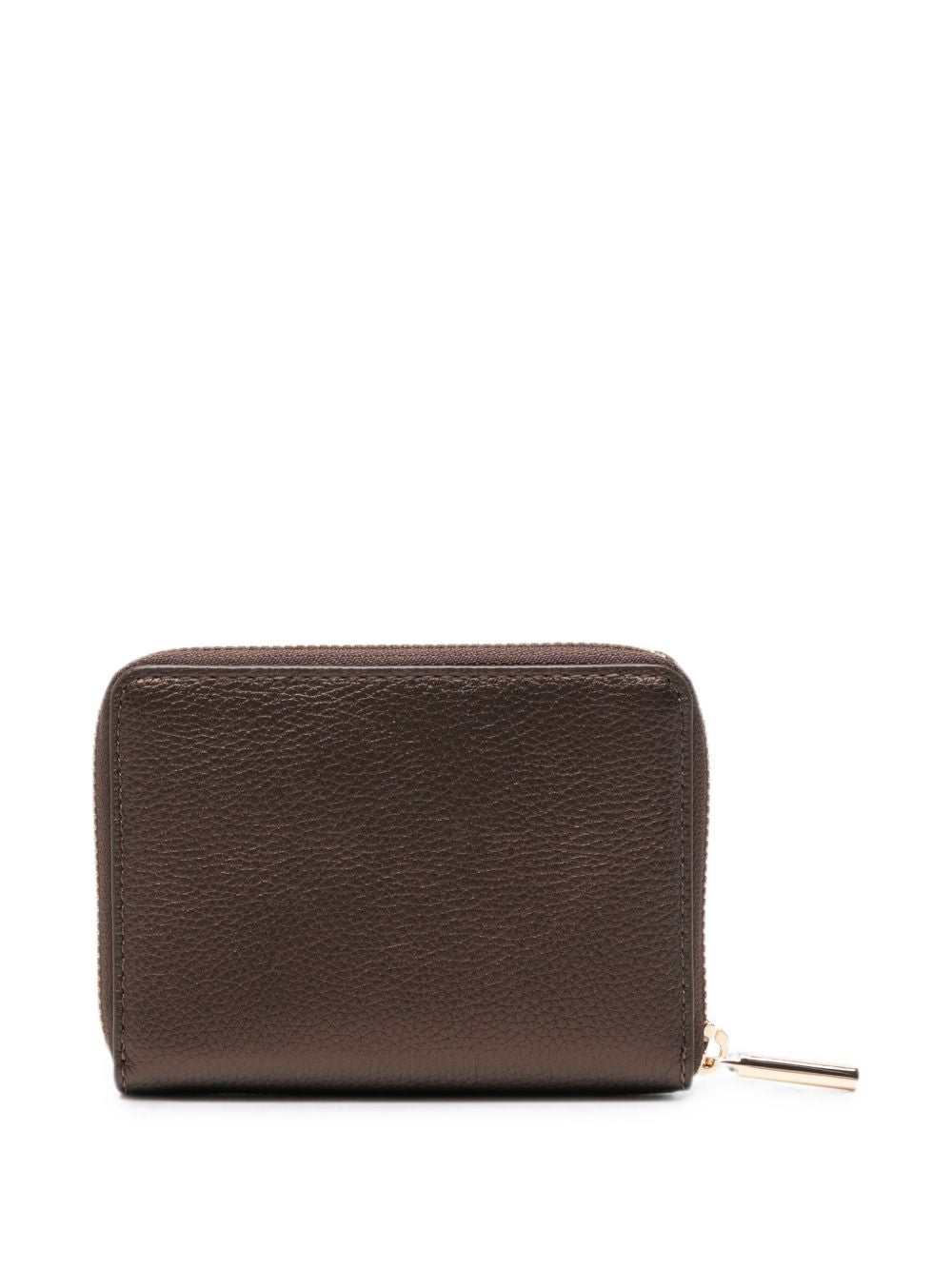 LIUJO Portafoglio marrone in ecopelle con zip e placca logo