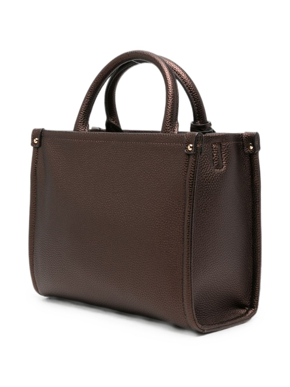 LIUJO Borsa tote in ecopelle marrone con charm lettering