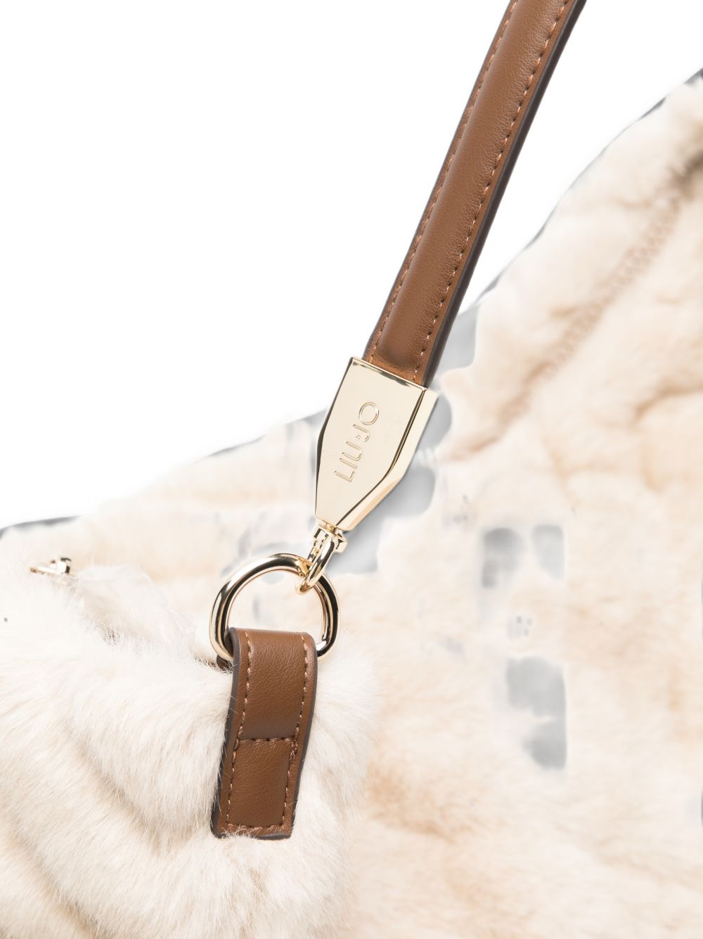 LIUJO Borsa a spalla in ecopelliccia color crema